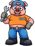 Kosto, mascotte technicienne de KOS, en tenue de chantier avec une clé